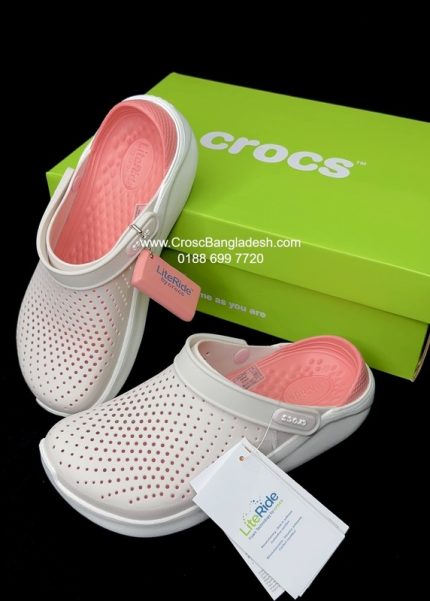 Crocs LiteRide Slate Nude Pink clog with original box and papers